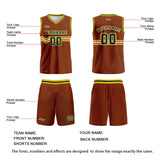Custom Brown Green Yellow White Basketball Jersey Uniform Suit Printed Your Logo Name Number
