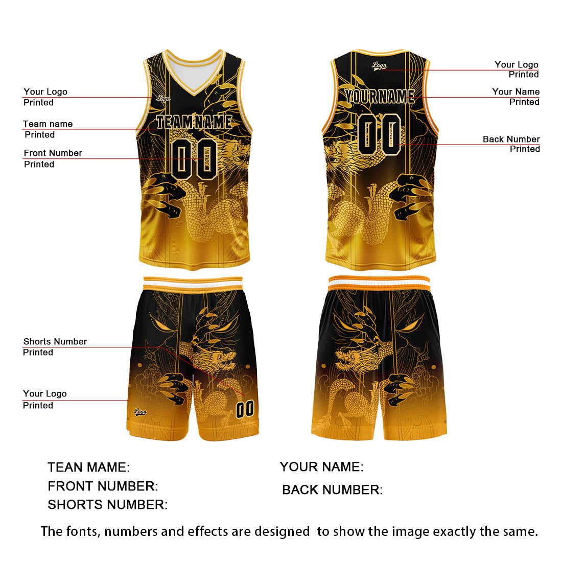 Custom Orange Reversible Basketball Suit for Adults and Kids Personalized Jersey