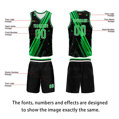 Custom Black Green Basketball Jersey Uniform Suit Printed Your Logo Name Number