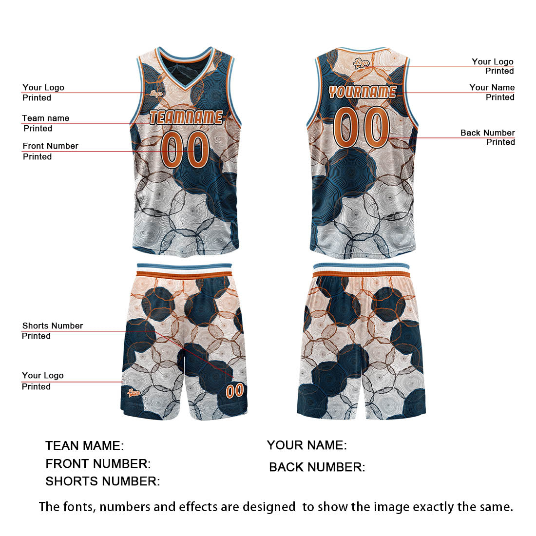 Custom Blue Orange Reversible Basketball Suit for Adults and Kids Personalized Jersey