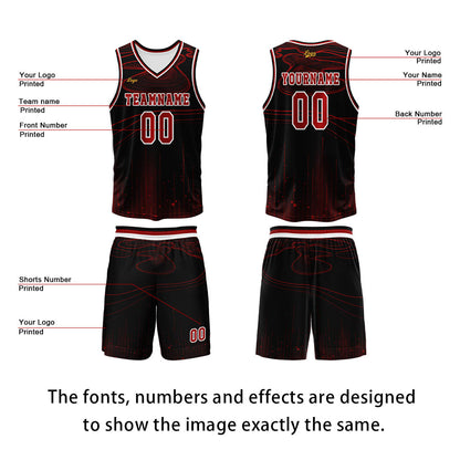 Custom Black Red Basketball Jersey Uniform Suit Printed Your Logo Name Number