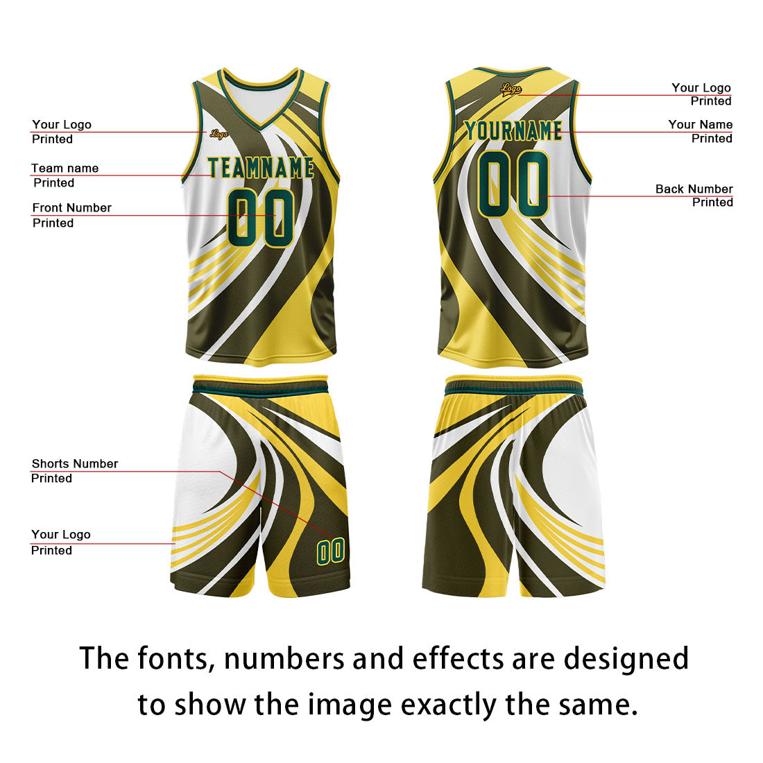 Custom Lemon Yellow Green Basketball Jersey Uniform Suit Printed Your Logo Name Number