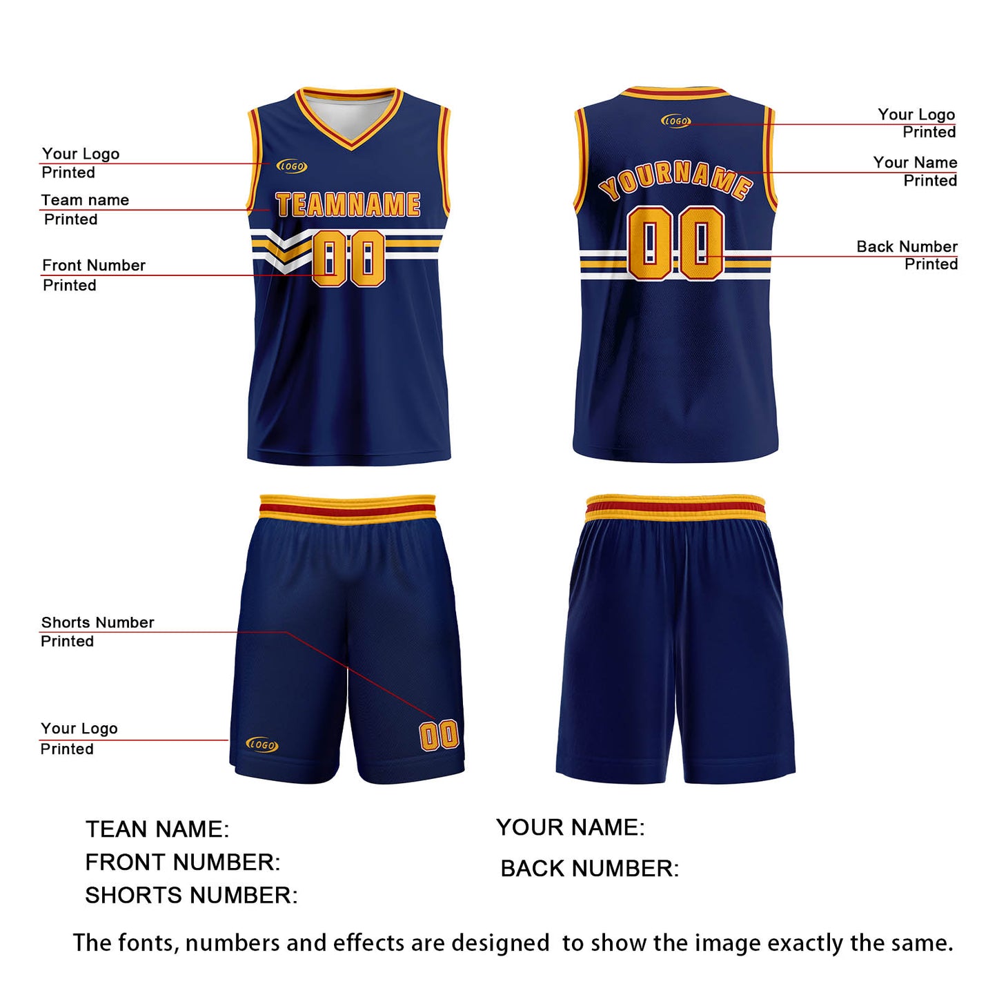 Custom Blue Yellow White Red Basketball Jersey Uniform Suit Printed Your Logo Name Number