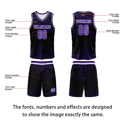 Custom Black Purple Basketball Jersey Uniform Suit Printed Your Logo Name Number