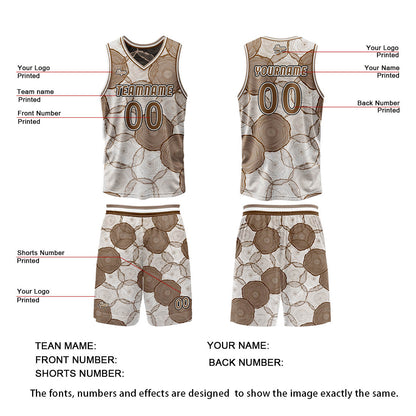 Custom Brown Reversible Basketball Suit for Adults and Kids Personalized Jersey