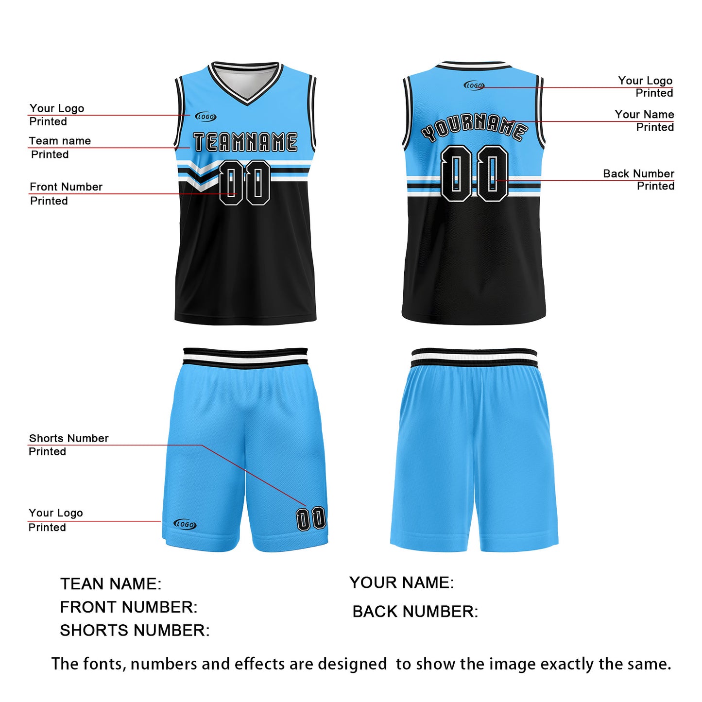 Custom Blue Black White Basketball Jersey Uniform Suit Printed Your Logo Name Number