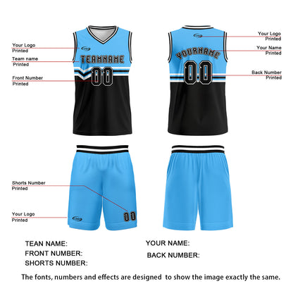 Custom Blue Black White Basketball Jersey Uniform Suit Printed Your Logo Name Number