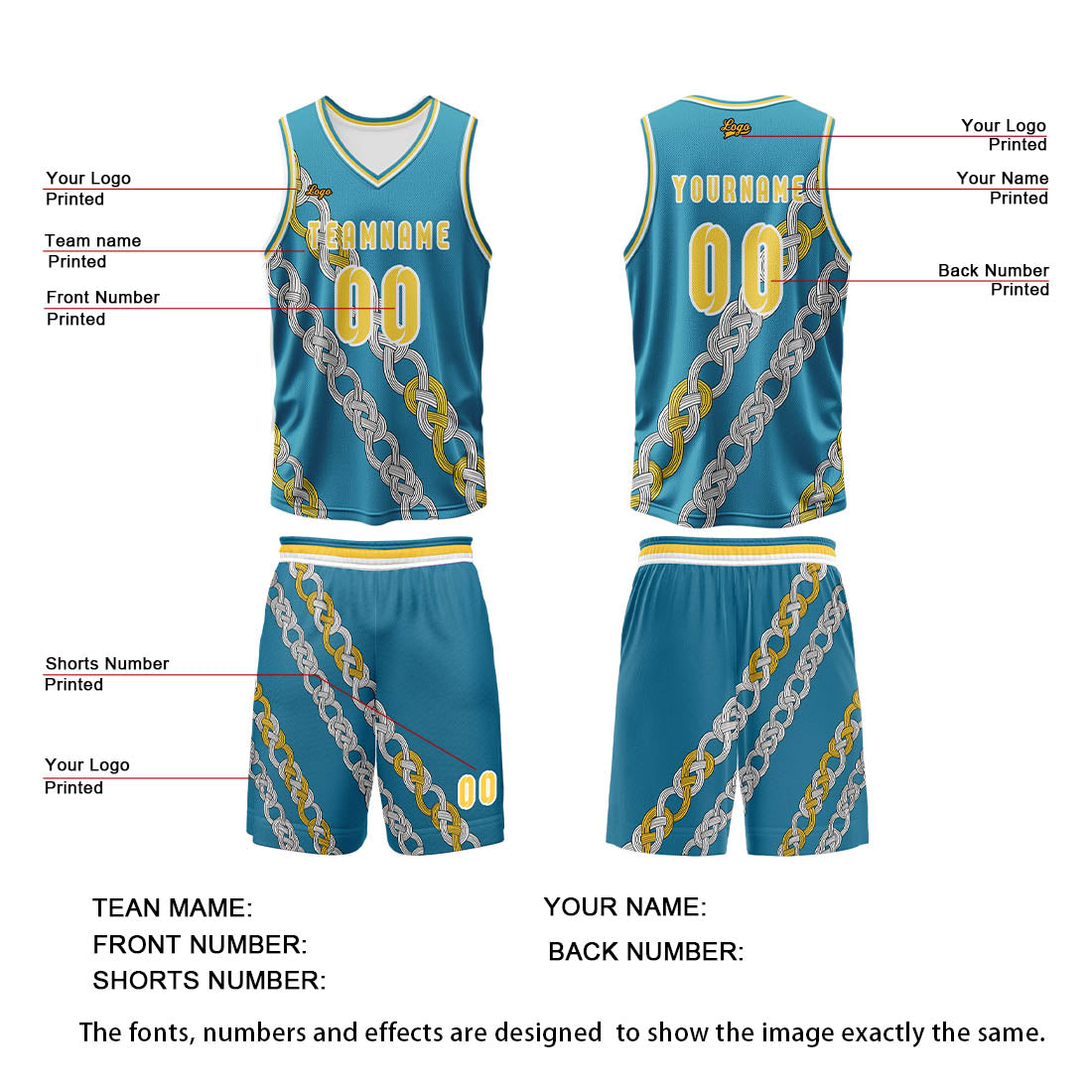 Custom Yellow Blue Basketball Jersey Uniform Suit Printed Your Logo Name Number