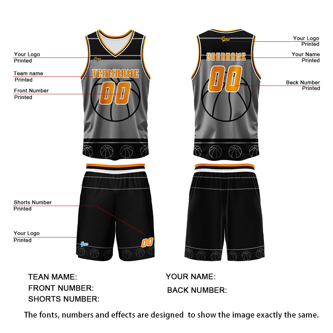 Custom White Orange Basketball Jersey Uniform Suit Printed Your Logo Name Number