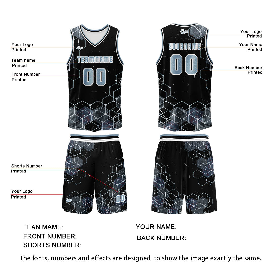 Custom Gray Blue Basketball Jersey Uniform Suit Printed Your Logo Name Number