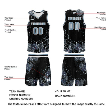 Custom Gray Blue Basketball Jersey Uniform Suit Printed Your Logo Name Number