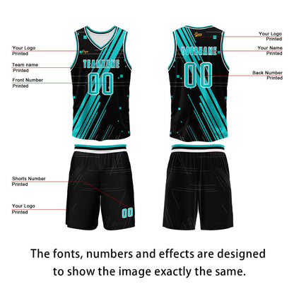 Custom Black Blue Basketball Jersey Uniform Suit Printed Your Logo Name Number