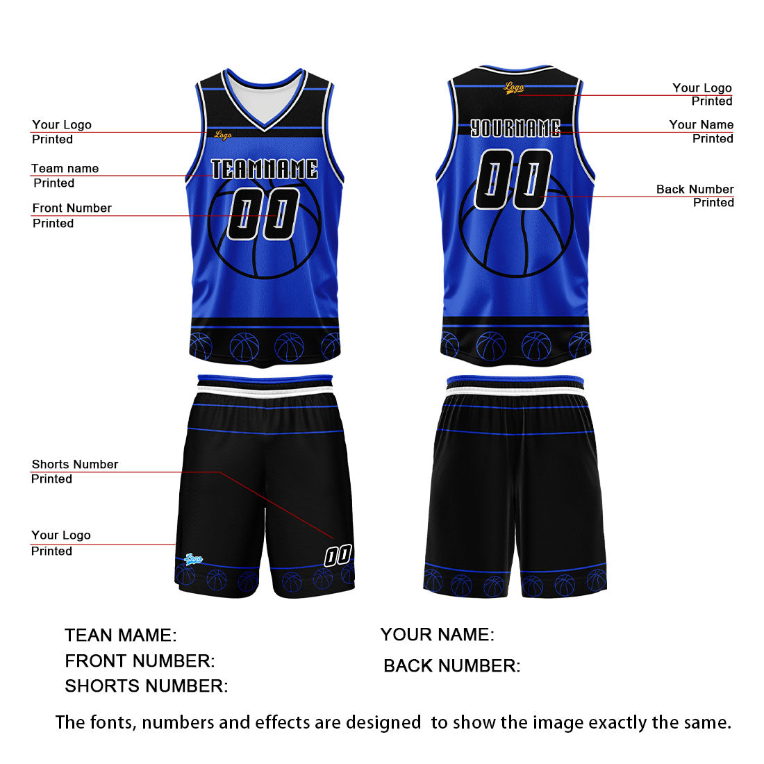 Custom White Blue Basketball Jersey Uniform Suit Printed Your Logo Name Number