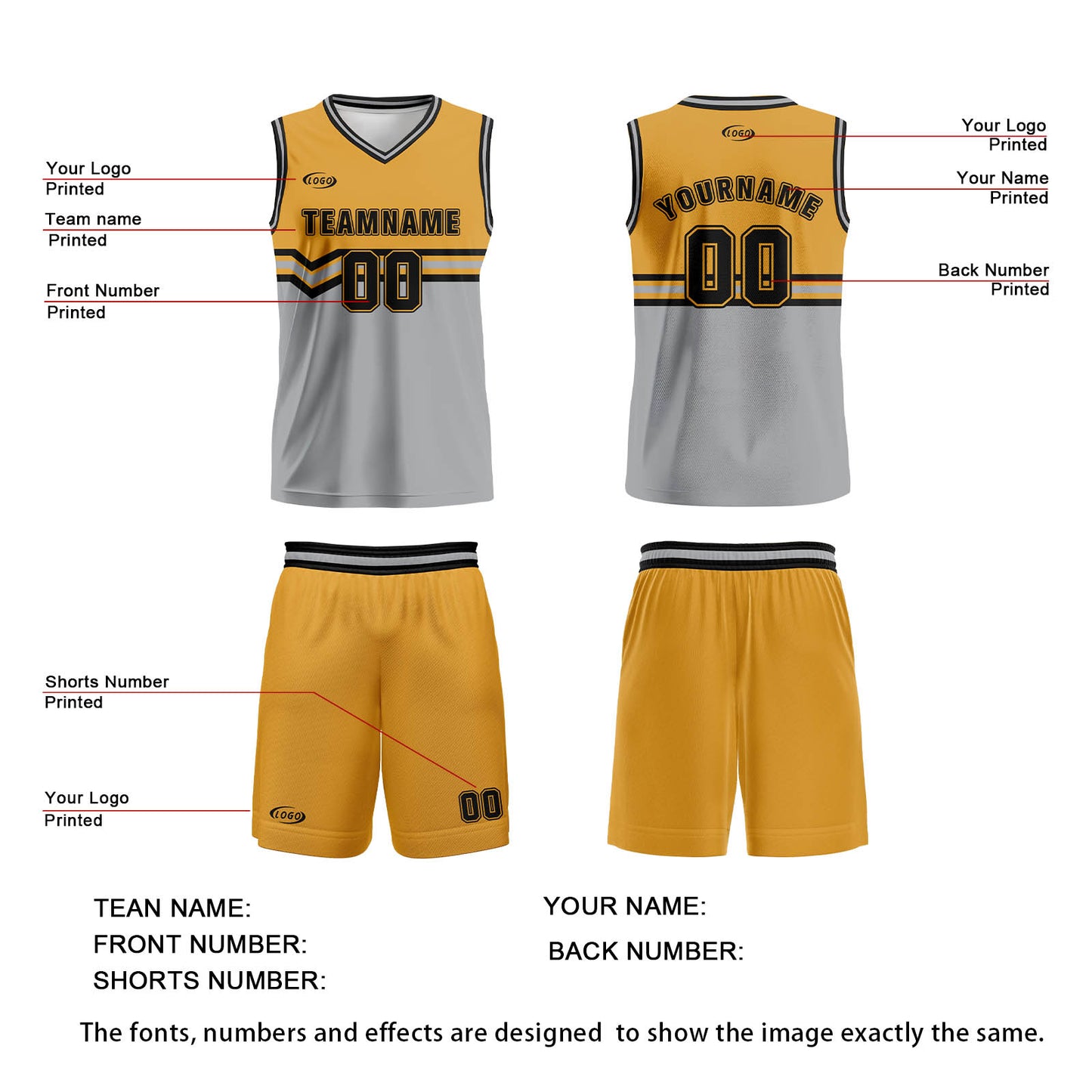 Custom Orange Grey Black Basketball Jersey Uniform Suit Printed Your Logo Name Number