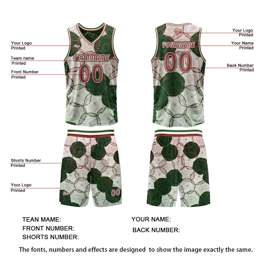Custom  Green Red Reversible Basketball Suit for Adults and Kids Personalized Jersey