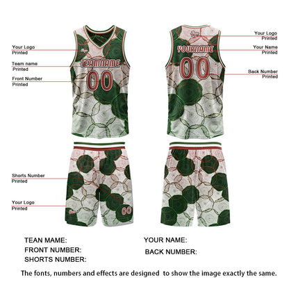 Custom  Green Red Reversible Basketball Suit for Adults and Kids Personalized Jersey