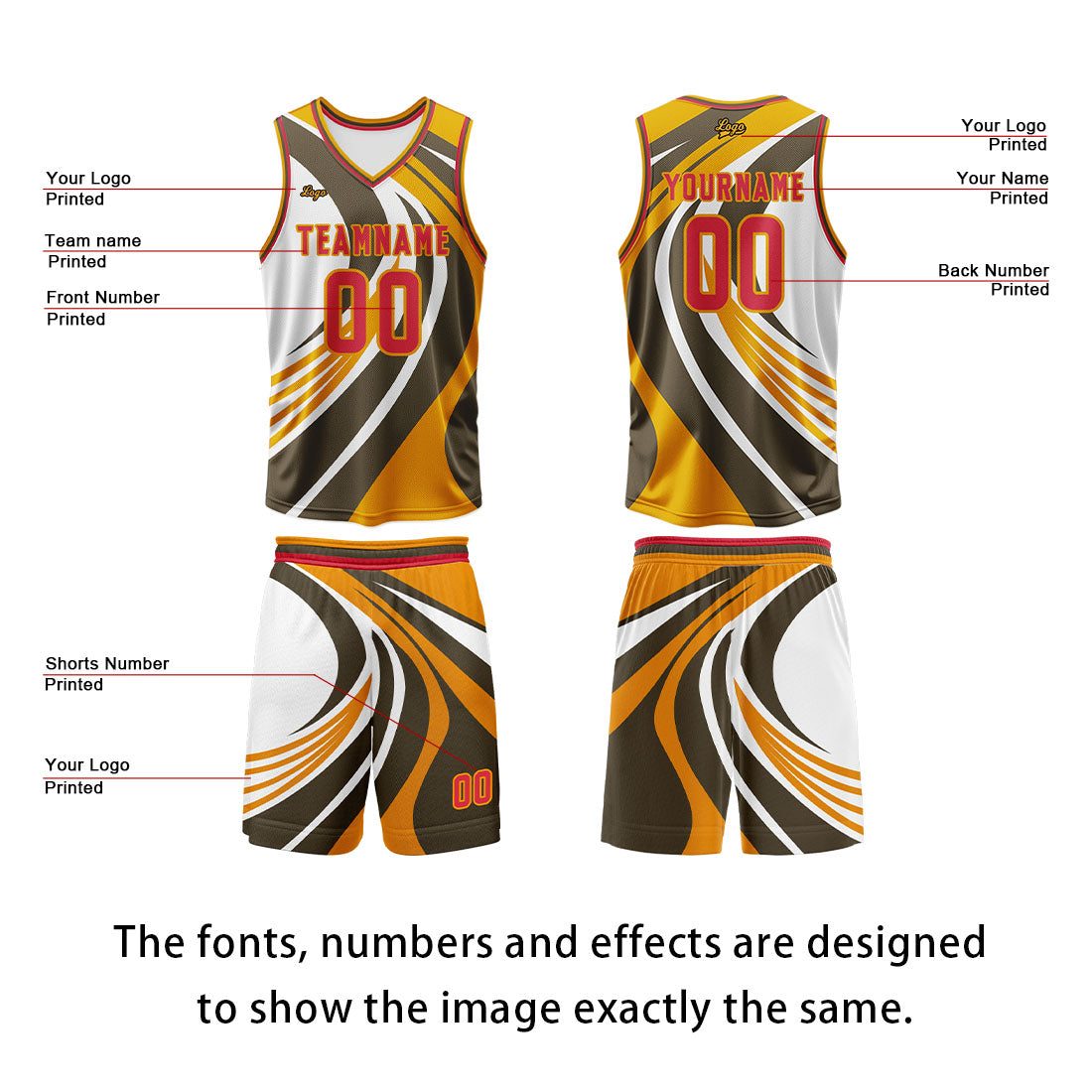 Custom Yellow Orange Basketball Jersey Uniform Suit Printed Your Logo Name Number