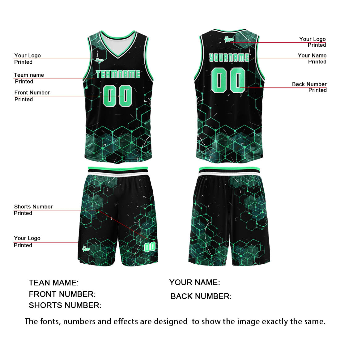 Custom Fluorescent Green Basketball Jersey Uniform Suit Printed Your Logo Name Number