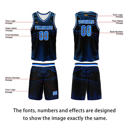 Custom Black Blue Basketball Jersey Uniform Suit Printed Your Logo Name Number
