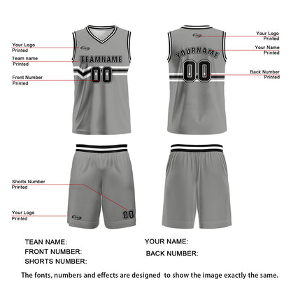 Custom Grey Black White Basketball Jersey Uniform Suit Printed Your Logo Name Number