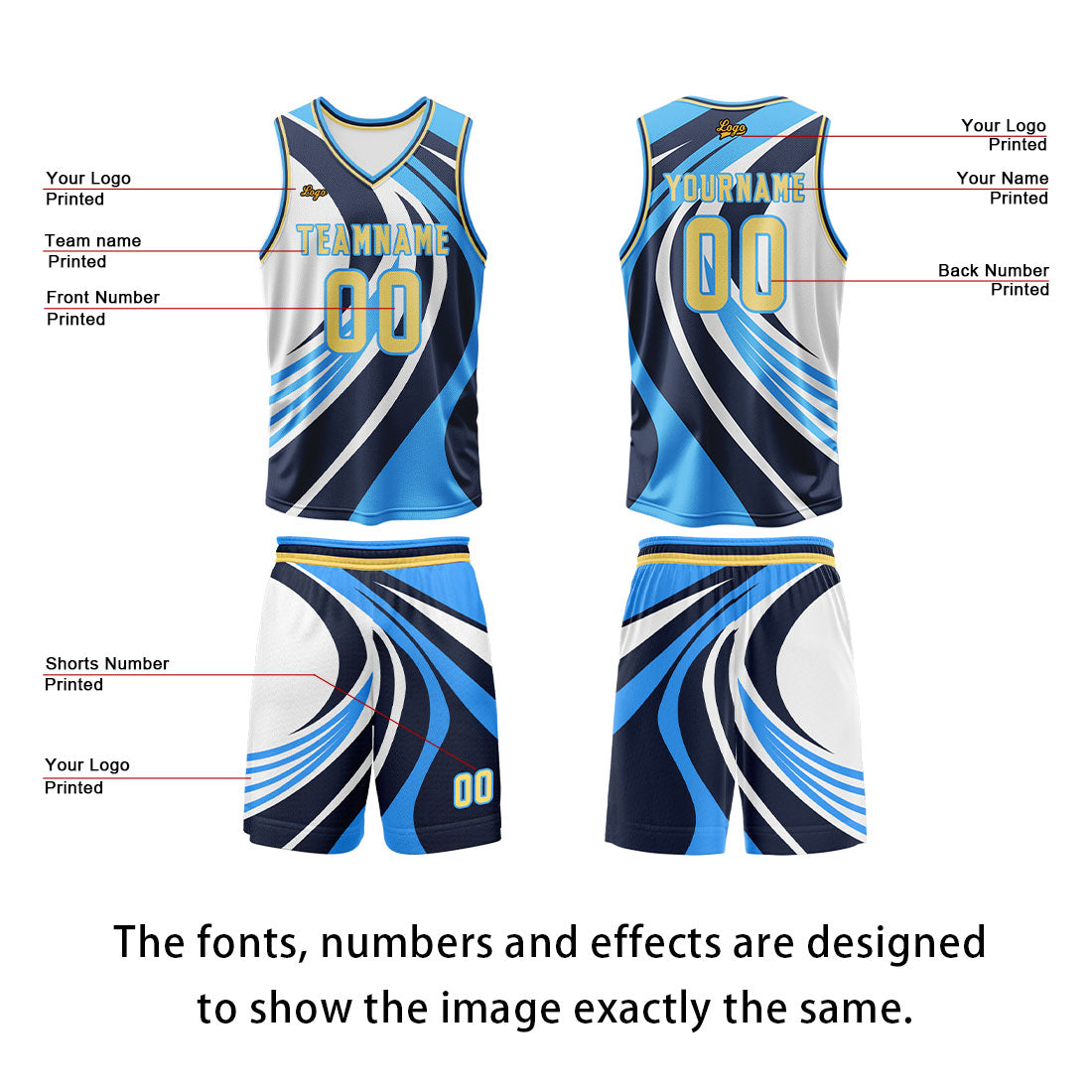 Custom Blue Yellow Basketball Jersey Uniform Suit Printed Your Logo Name Number