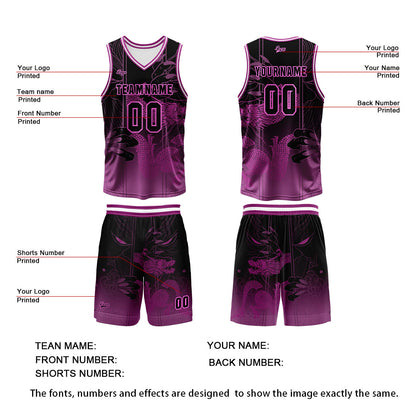 Custom Rose Reversible Basketball Suit for Adults and Kids Personalized Jersey