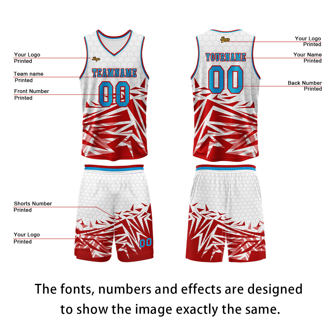 Custom Red Blue Basketball Jersey Uniform Suit Printed Your Logo Name Number