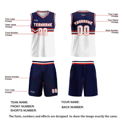 Custom Blue White Orange Basketball Jersey Uniform Suit Printed Your Logo Name Number