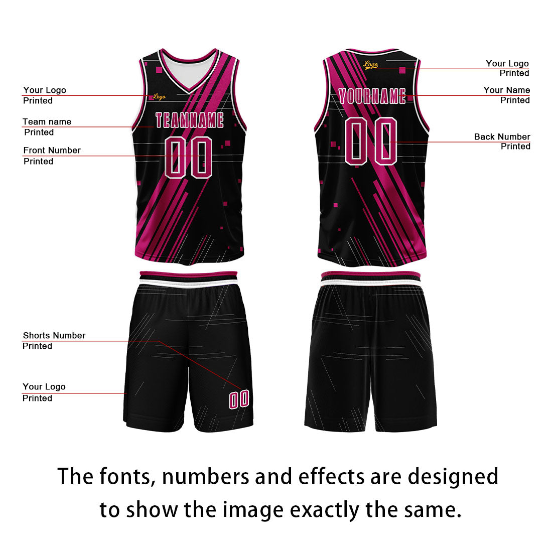 Custom Black Rose Red Basketball Jersey Uniform Suit Printed Your Logo Name Number