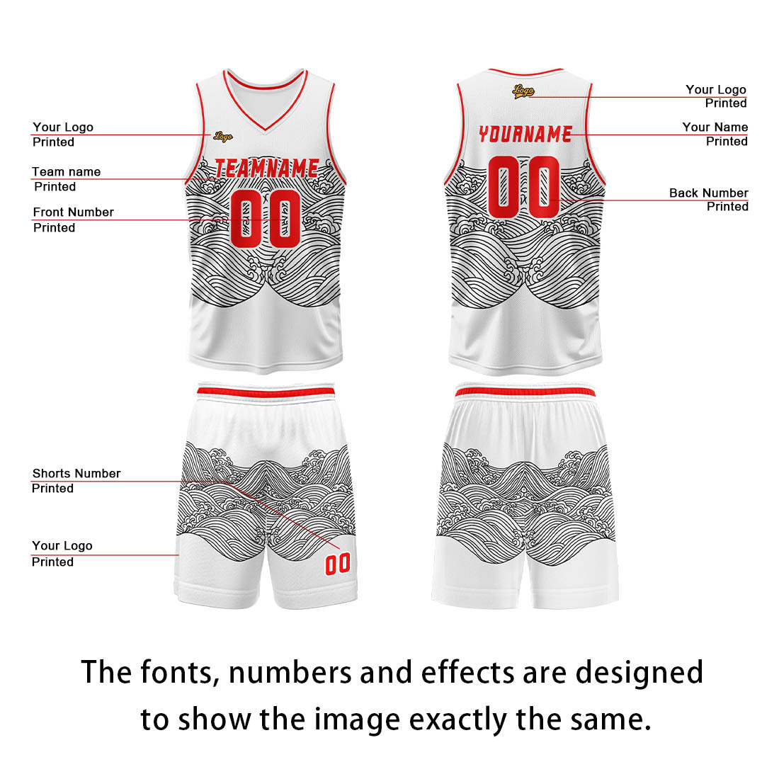 Custom White Black Basketball Jersey Uniform Suit Printed Your Logo Name Number