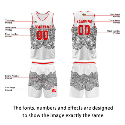 Custom White Black Basketball Jersey Uniform Suit Printed Your Logo Name Number