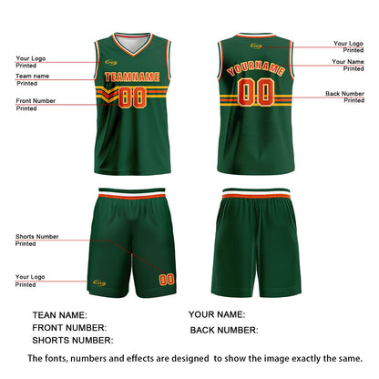 Custom Green Orange Yellow Basketball Jersey Uniform Suit Printed Your Logo Name Number