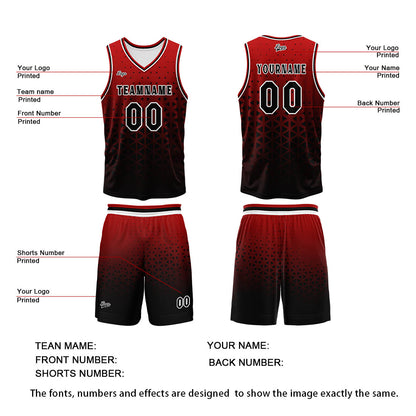 Custom Red Black Basketball Jersey Uniform Suit Printed Your Logo Name Number