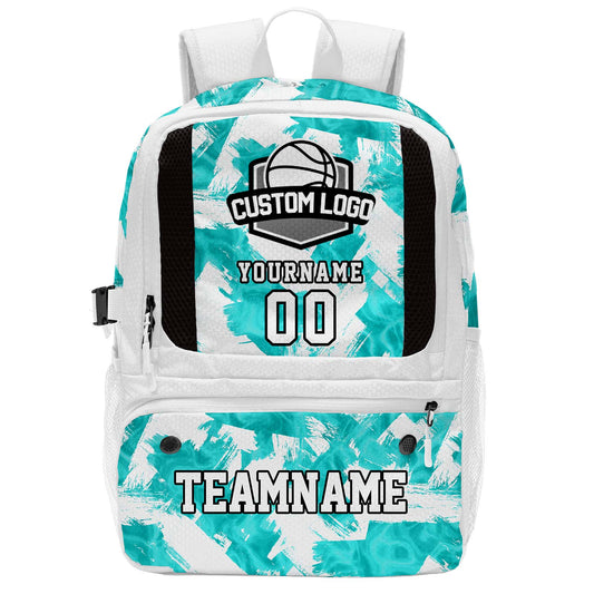 Custom White Basketball Soccer Backpack Personalized Player Names - Numbers & Team Logo #150-BP-0914-0024