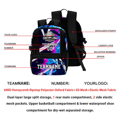 Custom Black Basketball Soccer Backpack Personalized Player Names - Numbers & Team Logo #150-BP-0914-0002