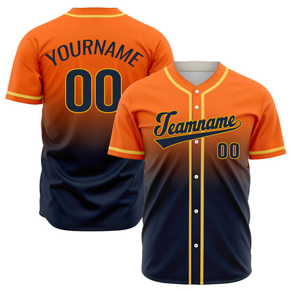 Custom Orange Dark Blue Hip Hop Baseball Jersey Stitched Printed - Personalized Name Number Shirts #BB-0919-0075