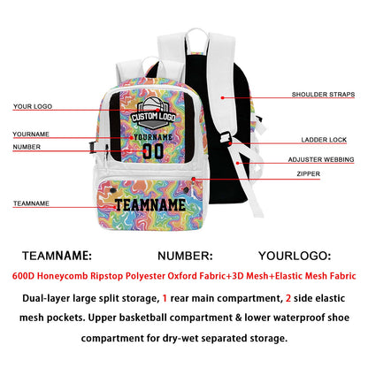 Custom White Basketball Soccer Backpack Personalized Player Names - Numbers & Team Logo #150-BP-0914-0027