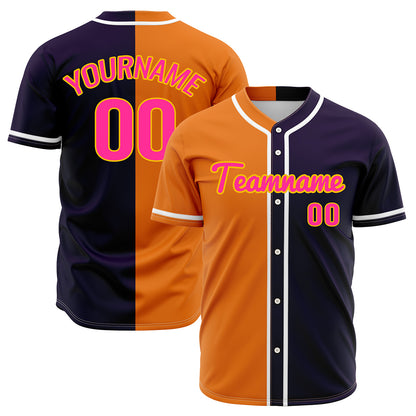 Custom Dark Purple Orange Hip Hop Baseball Jersey Stitched Printed - Personalized Name Number Shirts #BB-0919-0057