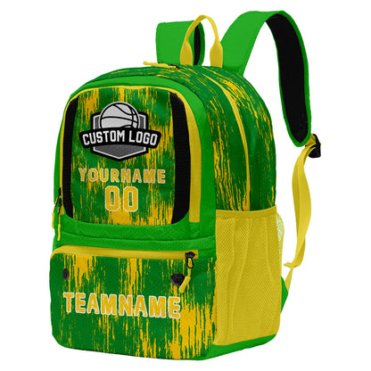Custom Grass Green Lemon Yellow Basketball Soccer Backpack Personalized Player Names Numbers Team Logo #BB-0919-0015