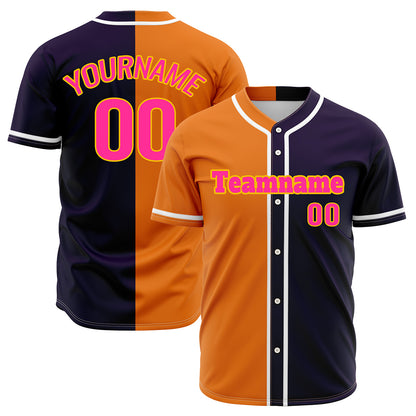 Custom Dark Purple Orange Hip Hop Baseball Jersey Stitched Printed - Personalized Name Number Shirts #BB-0919-0057