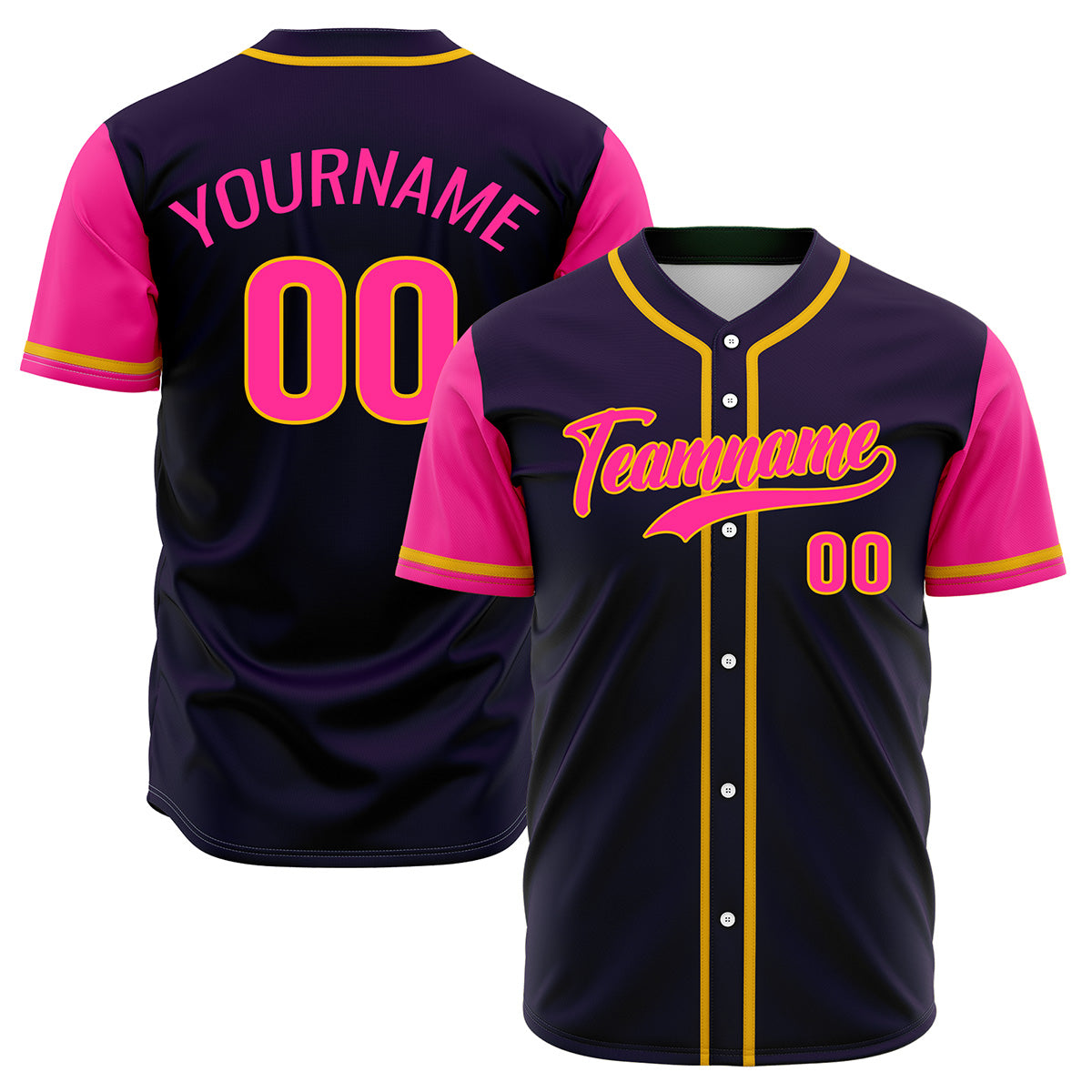 Custom Dark Purple Pink Hip Hop Baseball Jersey Stitched Printed - Personalized Name Number Shirts #BB-0919-0058