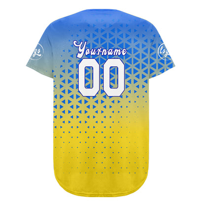 Custom Blue Yellow Baseball Jersey Personalized Gradient Team Uniforms Shirt with Name Number