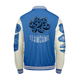Custom Blue White Letterman Varsity Jacket Personalized Embroidery Printing