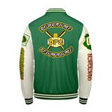 Custom Green White Letterman Varsity Jacket Personalized Embroidery Printing