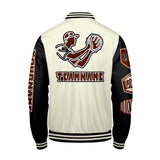 Custom White Black Letterman Varsity Jacket Personalized Embroidery Printing