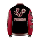 Custom Black Red Letterman Varsity Jacket Personalized Embroidery Printing