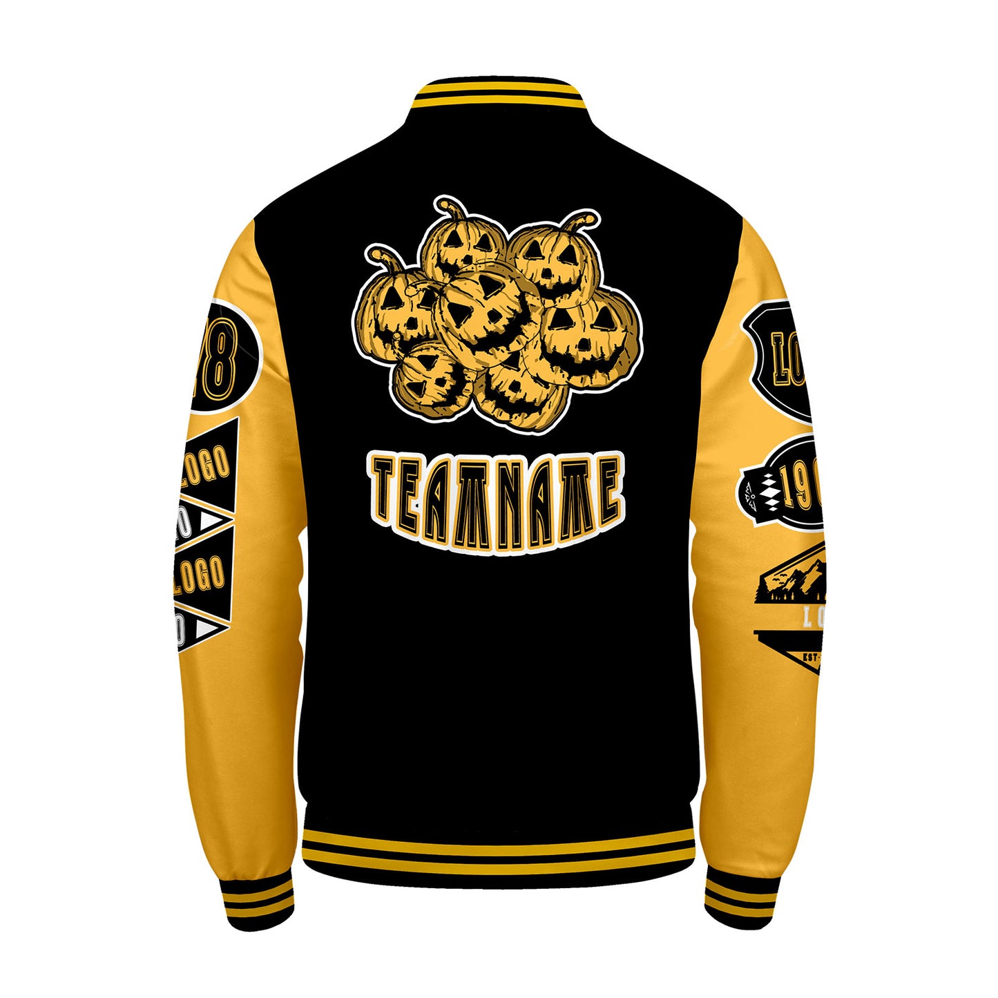 Custom Black Yellow Letterman Varsity Jacket Personalized Embroidery Printing