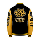Custom Black Yellow Letterman Varsity Jacket Personalized Embroidery Printing