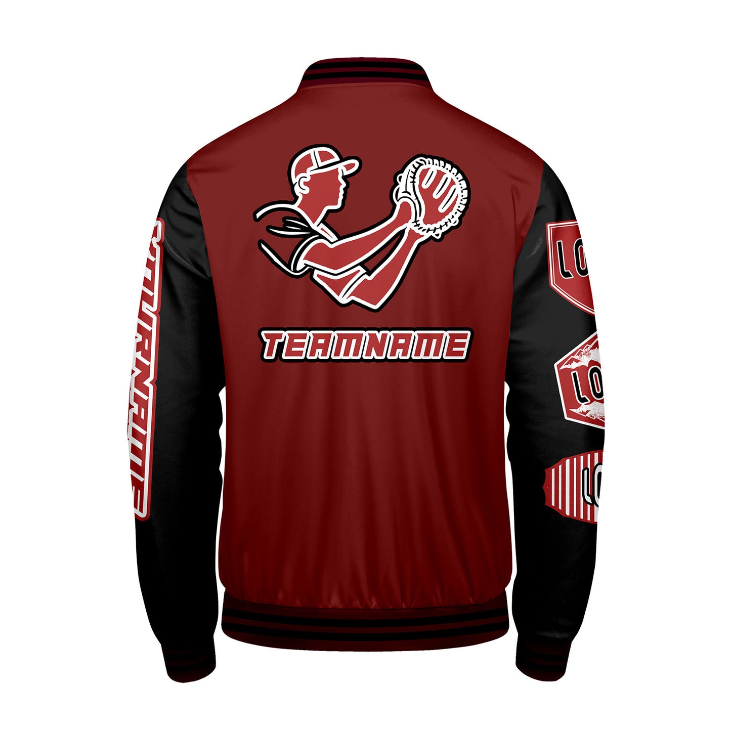 Custom Red Black Letterman Varsity Jacket Personalized Embroidery Printing