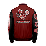 Custom Red Black Letterman Varsity Jacket Personalized Embroidery Printing